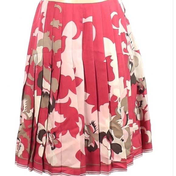 NWT Elie Tahari 100% Silk ‘Prato’ Pleated Striped Floral Print Mini Skirt Size 4 - Picture 2 of 11